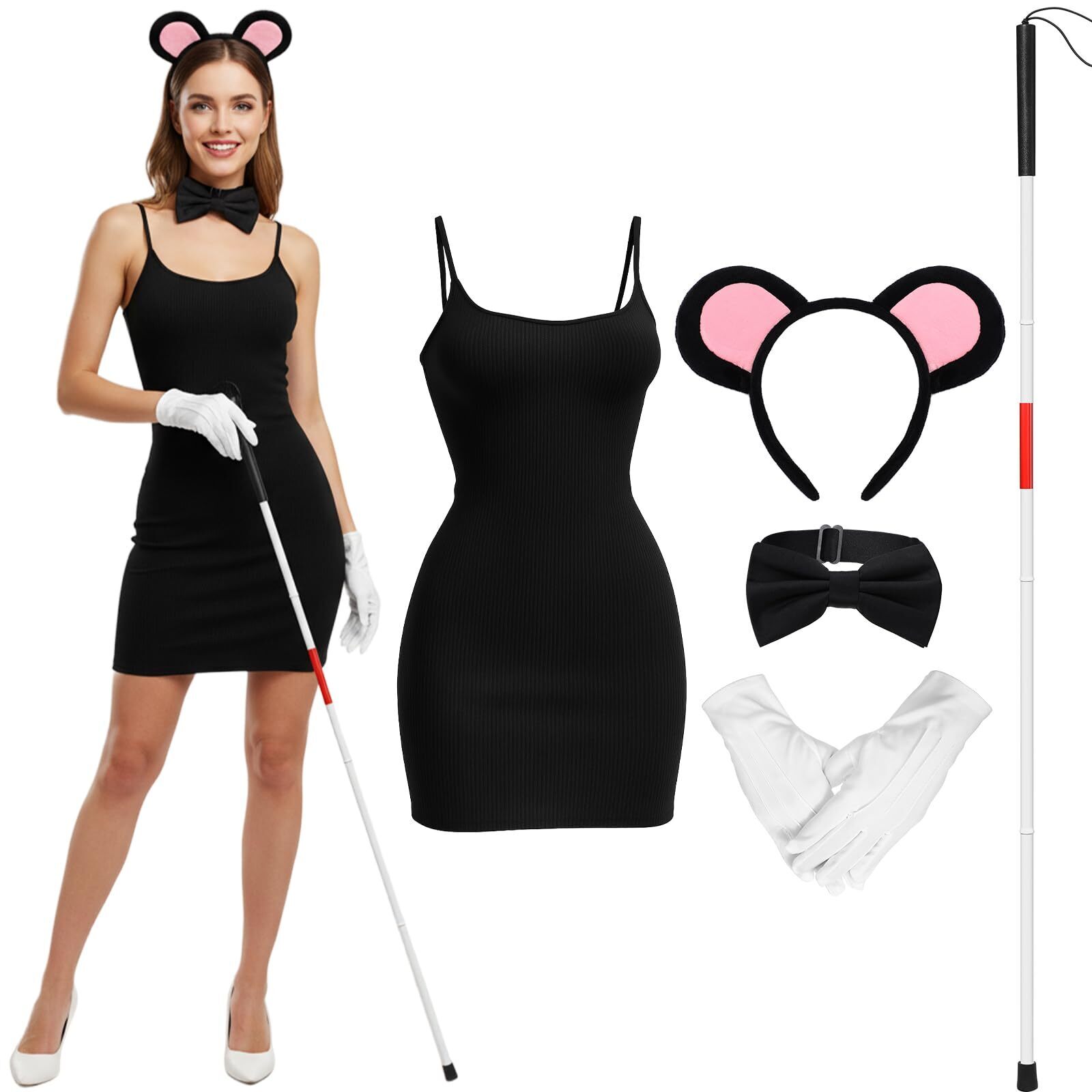 3595 5 Pcs Halloween Mouse Costume Set For Mice Ear Headband